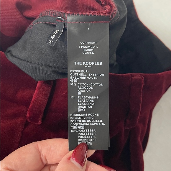 The Kooples Women's Velvet Carrot Pants Burgundy color size 34 France US size 2 - Picture 11 of 16
